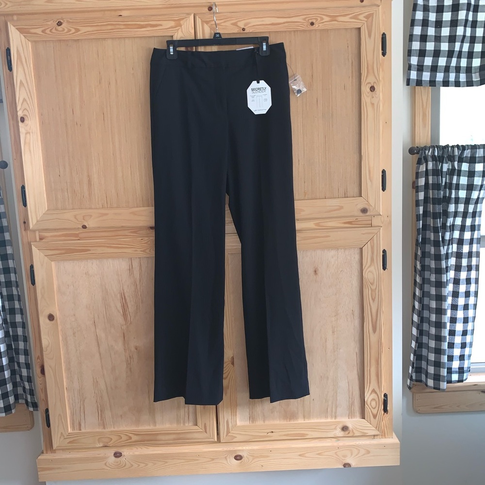 Liz Claiborne NWT black pin-striped secretly slender trousers dress pants size 6